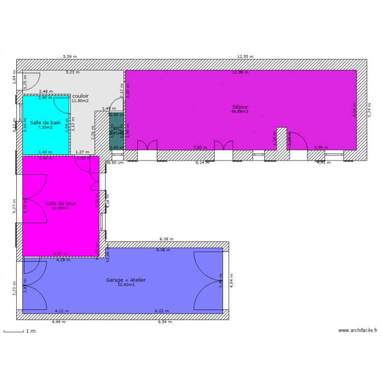 maison U. Plan de 0 pièce et 0 m2