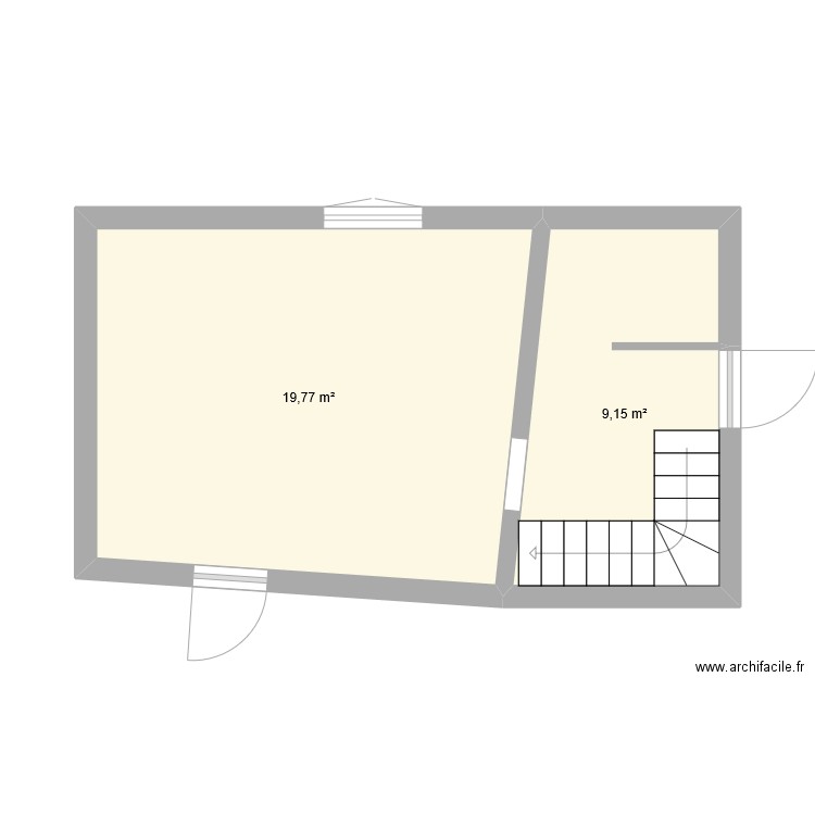 chambre1. Plan de 2 pièces et 29 m2