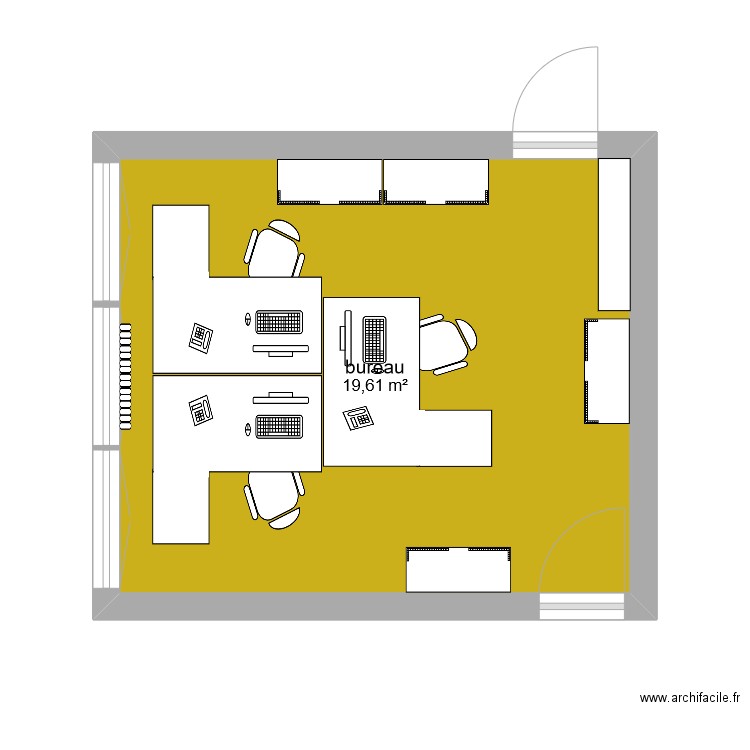 bureau 1. Plan de 1 pièce et 20 m2