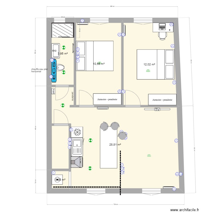 salengro 4. Plan de 5 pièces et 56 m2