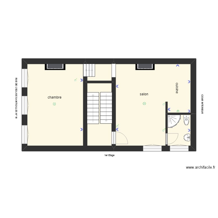 1er étage  Schéma implantation. Plan de 0 pièce et 0 m2