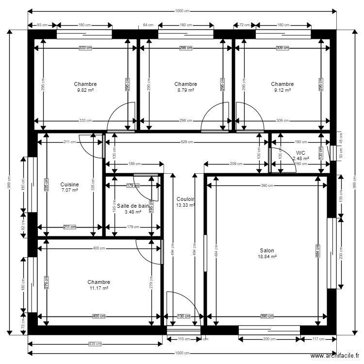 maison type 10m X 10m. Plan de 0 pièce et 0 m2