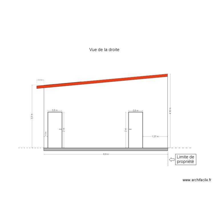 PLAN DE FACADE DROIT. Plan de 0 pièce et 0 m2