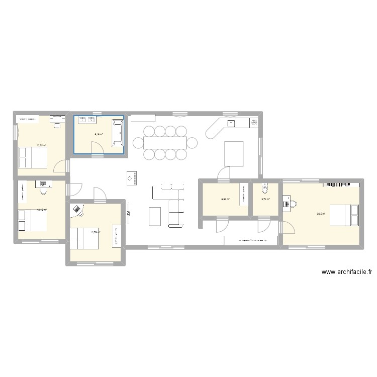 maison 1. Plan de 7 pièces et 76 m2