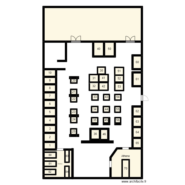 Resto. Plan de 52 pièces et 143 m2