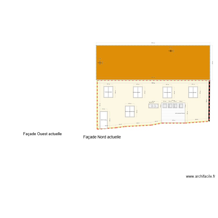 Plan de facades. Plan de 1 pièce et 78 m2