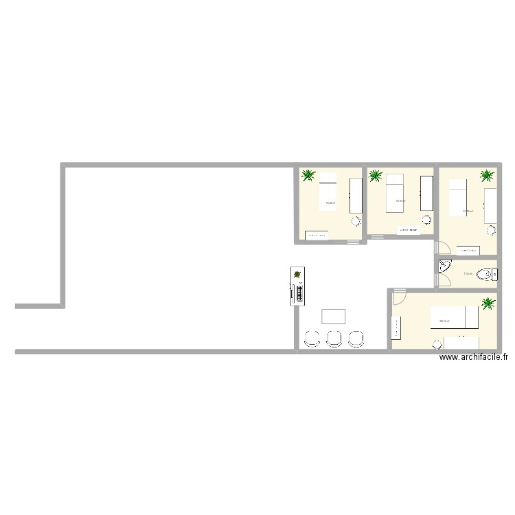 institut. Plan de 5 pièces et 93 m2