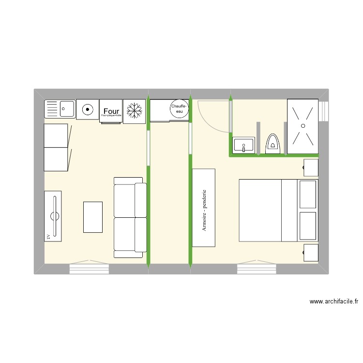 plan meuble. Plan de 3 pièces et 28 m2