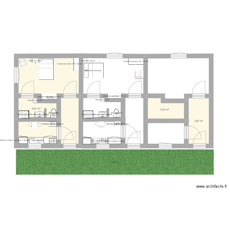 Plan studio chris. Plan de 4 pièces et 24 m2