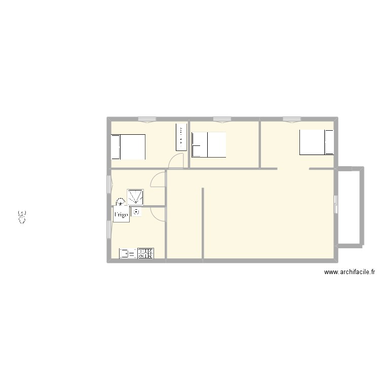 El Bouazzaoui. Plan de 4 pièces et 91 m2