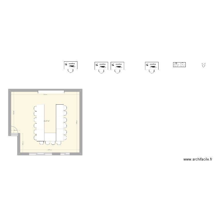 plan salle_formation en U2. Plan de 1 pièce et 43 m2