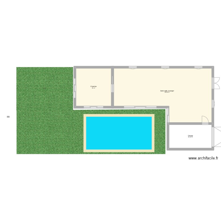 Plan maison Sénégal. Plan de 3 pièces et 101 m2