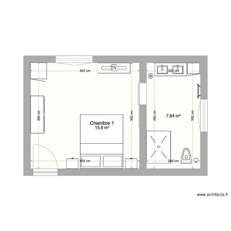 Chambre 1. Plan de 0 pièce et 0 m2