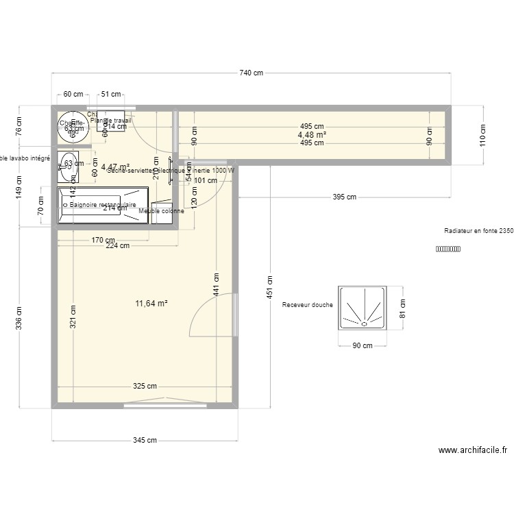 Maison Mina Projet 2. Plan de 3 pièces et 21 m2