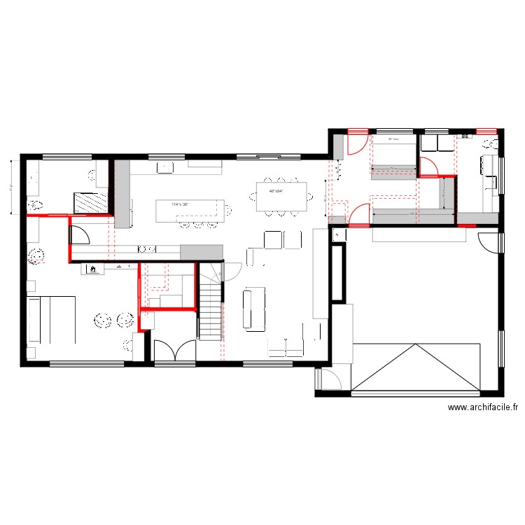 louis bernier rdch1. Plan de 2 pièces et 182 m2