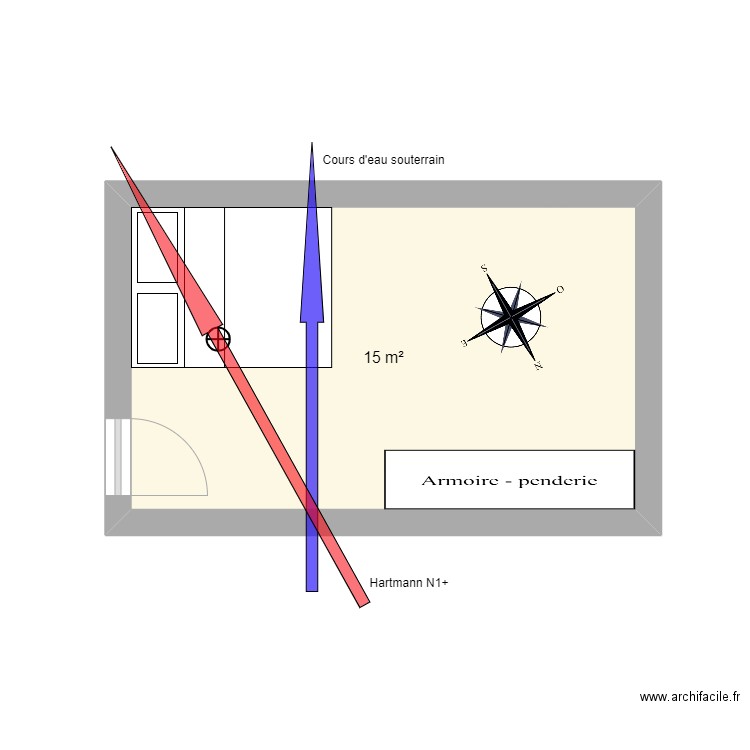 Plan chambre cel 2. Plan de 1 pièce et 15 m2