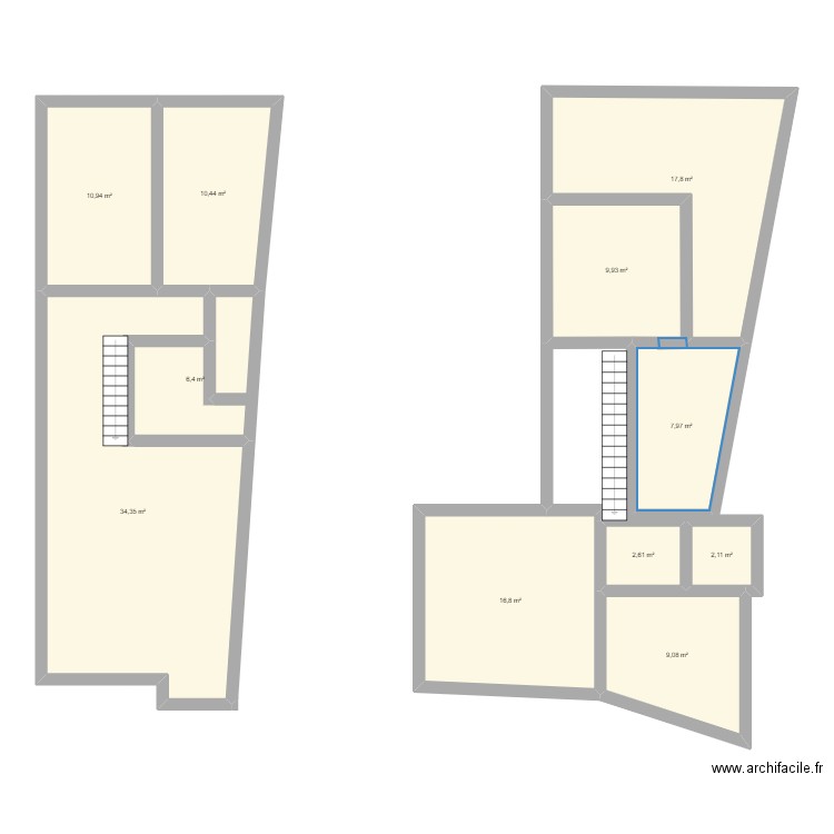 RDC ET ETAPE GENESLEY. Plan de 11 pièces et 128 m2