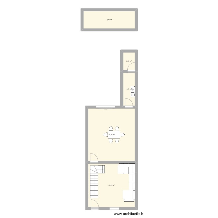 maison. Plan de 5 pièces et 66 m2