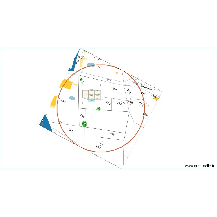 Plan de masse sur cadastre. Plan de 0 pièce et 0 m2