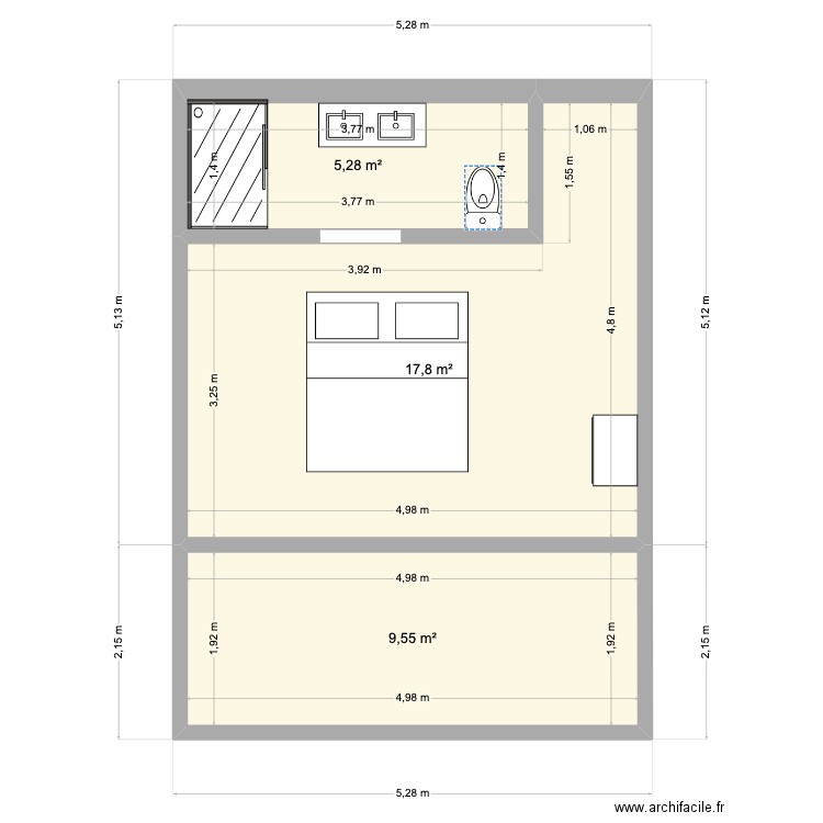 casita calle barca. Plan de 3 pièces et 33 m2