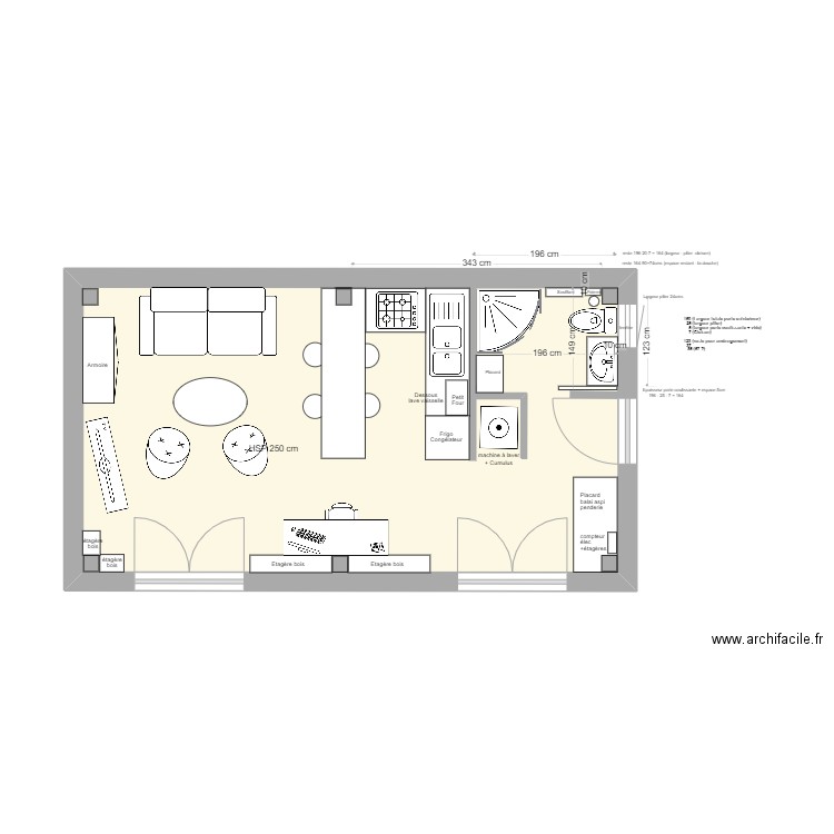 5 MAS complet modif côtes. Plan de 1 pièce et 29 m2