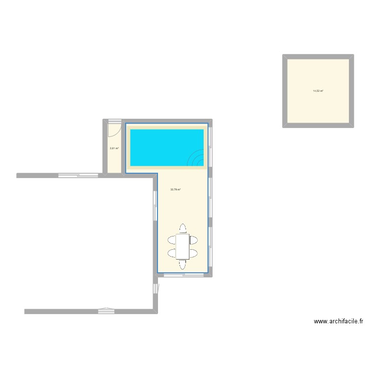 plan agrandissement. Plan de 3 pièces et 50 m2