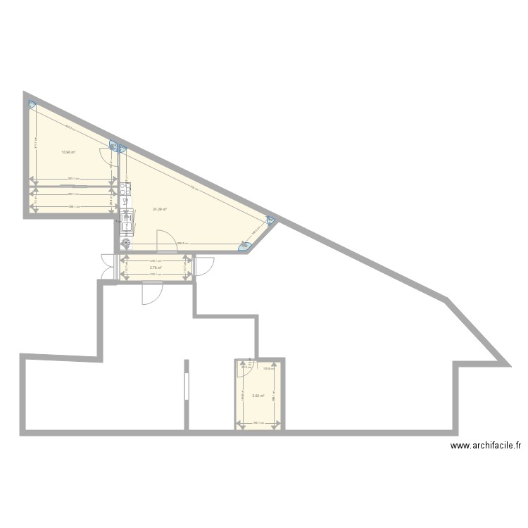 Surface des 3 appartements Barbusse 20181126. Plan de 0 pièce et 0 m2