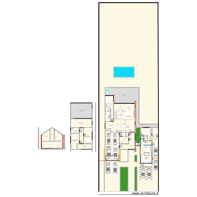 Plan villa 3. Plan de 37 pièces et 1886 m2