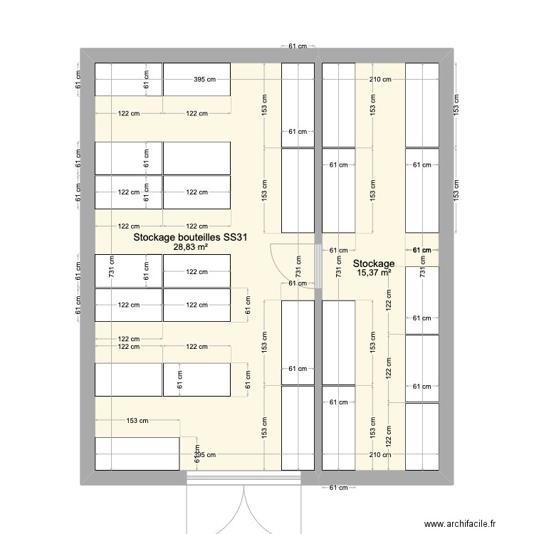 Stockage SS31 V03. Plan de 2 pièces et 44 m2