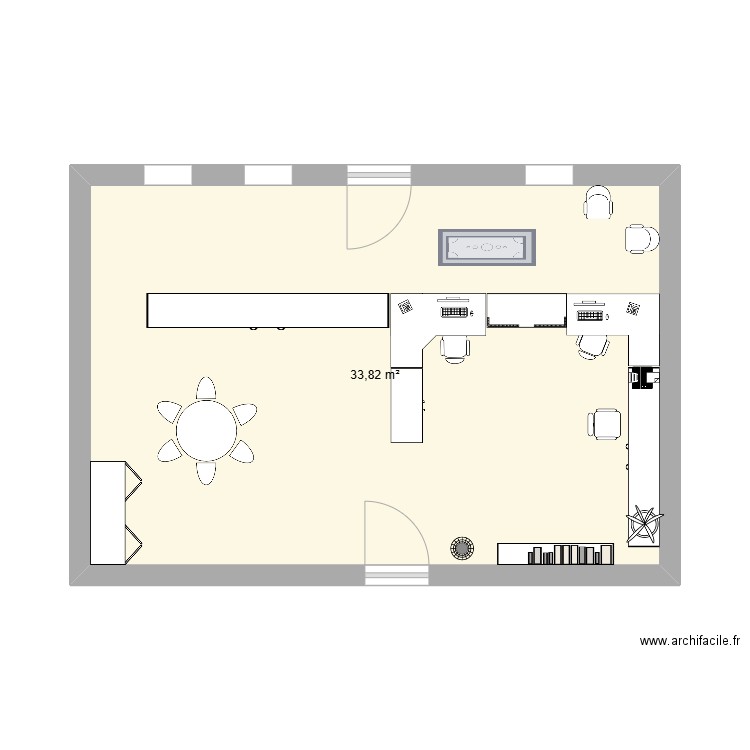 bureau vie sco. Plan de 1 pièce et 34 m2