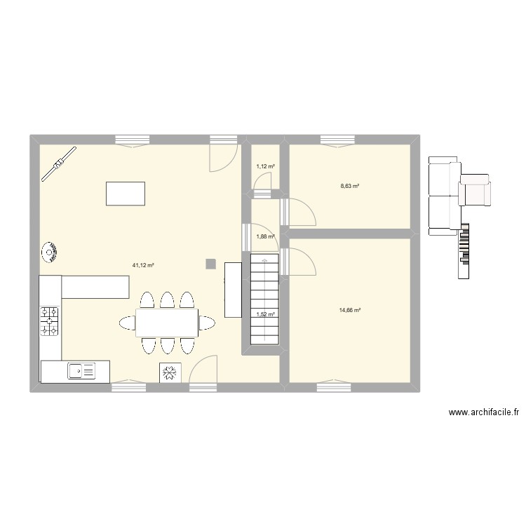 marioville. Plan de 6 pièces et 69 m2