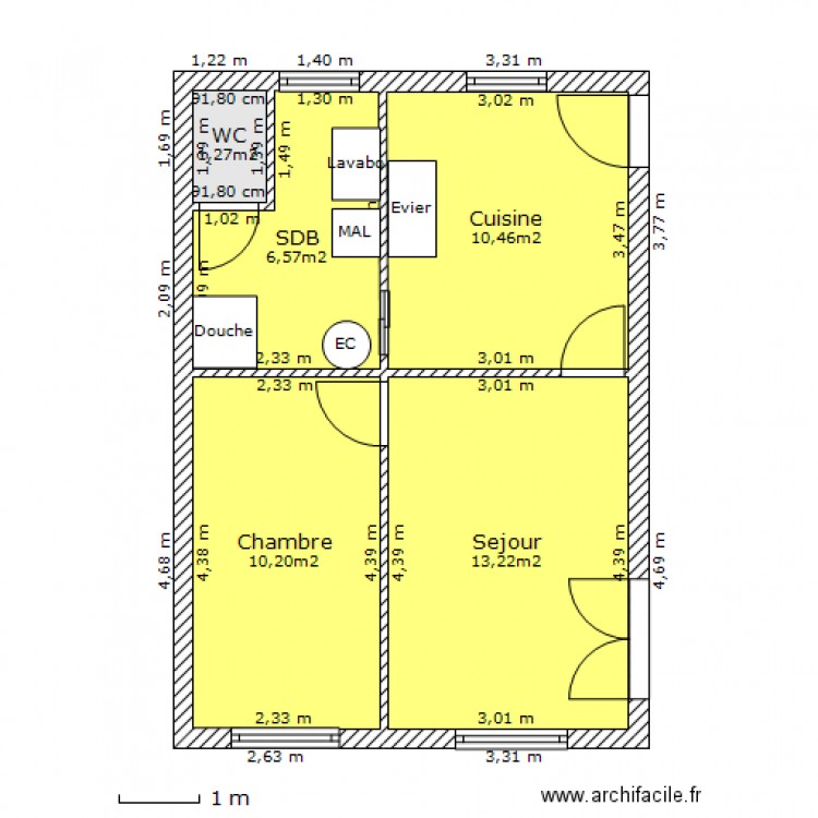 Agence de la seulles F2. Plan de 0 pièce et 0 m2