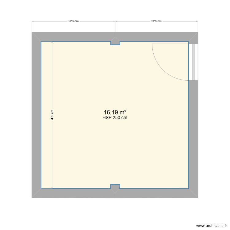 magasin. Plan de 1 pièce et 16 m2