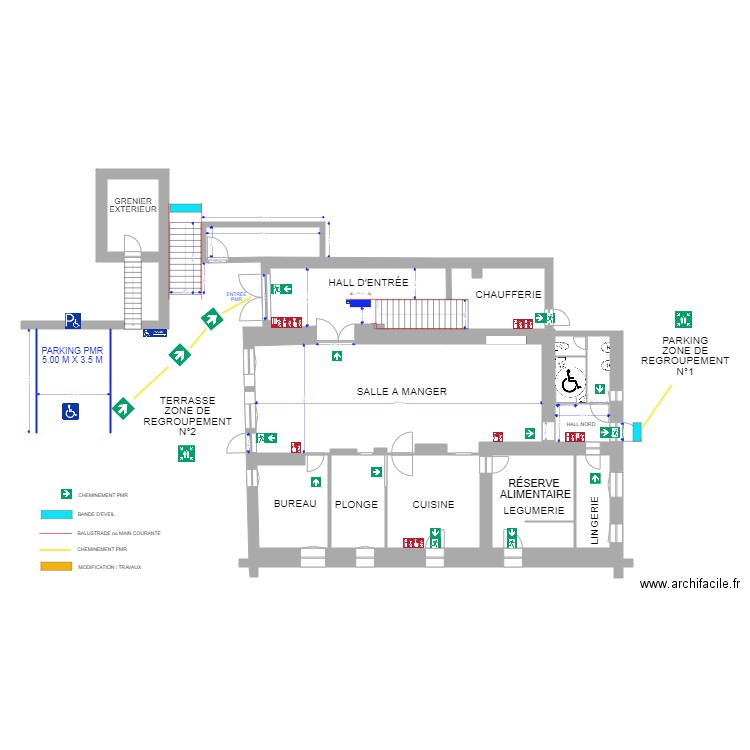 BAT 1 NIVEAU 0 APRES TRAVAUX MONTE ESCALIER REPLIÉ. Plan de 0 pièce et 0 m2