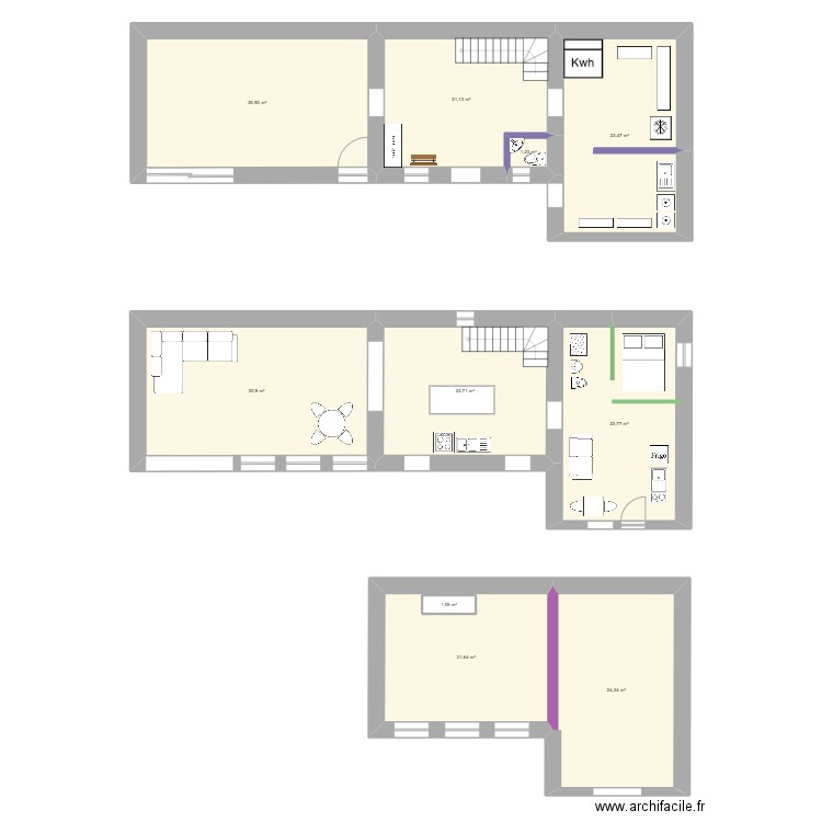 RH RDC #1. Plan de 10 pièces et 202 m2