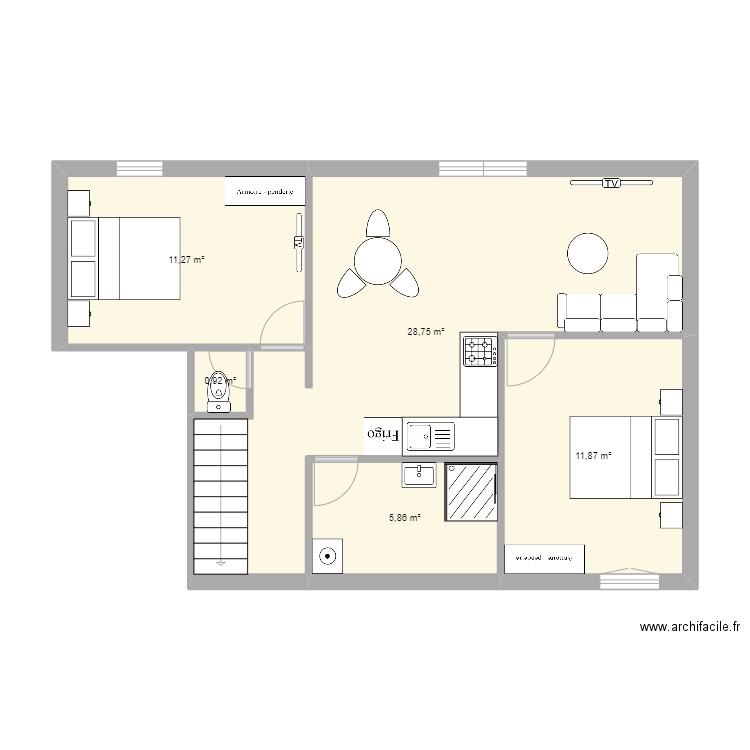 plan Après travaux F3 Etage Triguères  2. Plan de 0 pièce et 0 m2