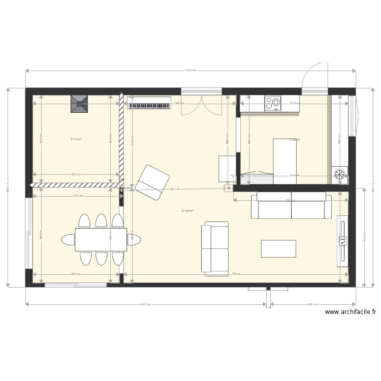 GMotte5. Plan de 3 pièces et 68 m2