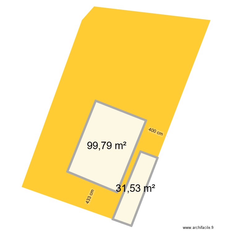 creole. Plan de 2 pièces et 131 m2