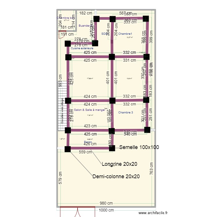 gael plan des fondations. Plan de 11 pièces et 178 m2