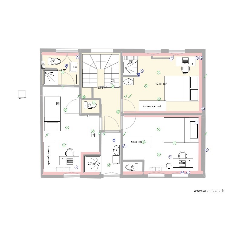 1er Jly . Plan de 4 pièces et 25 m2