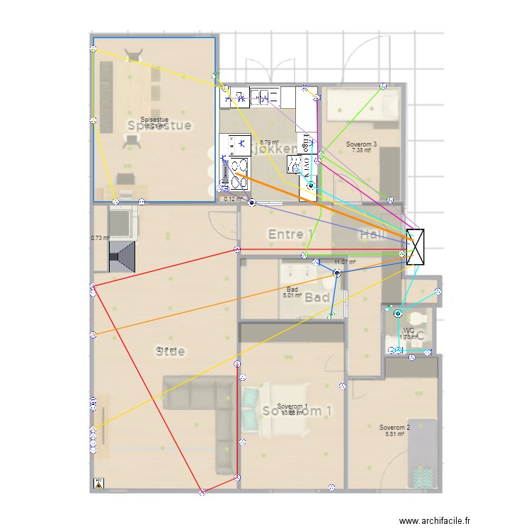 Schema electrique appart. Plan de 0 pièce et 0 m2