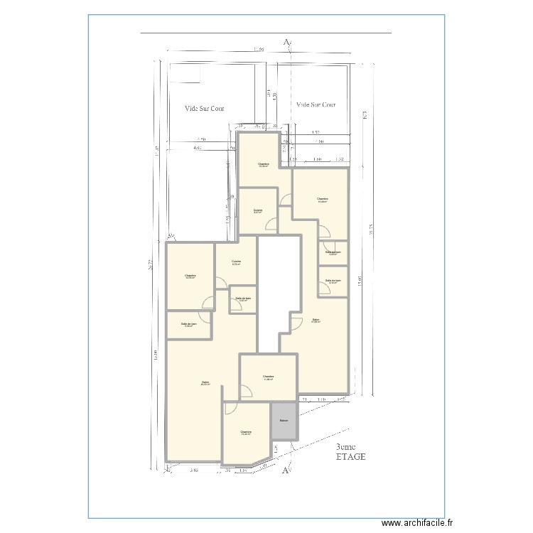 Etage Yasmina - V1. Plan de 15 pièces et 200 m2