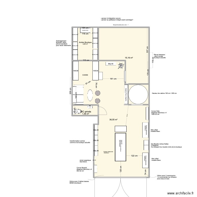 2 BOUTIQUE ATELIER KOKETTE. Plan de 4 pièces et 58 m2