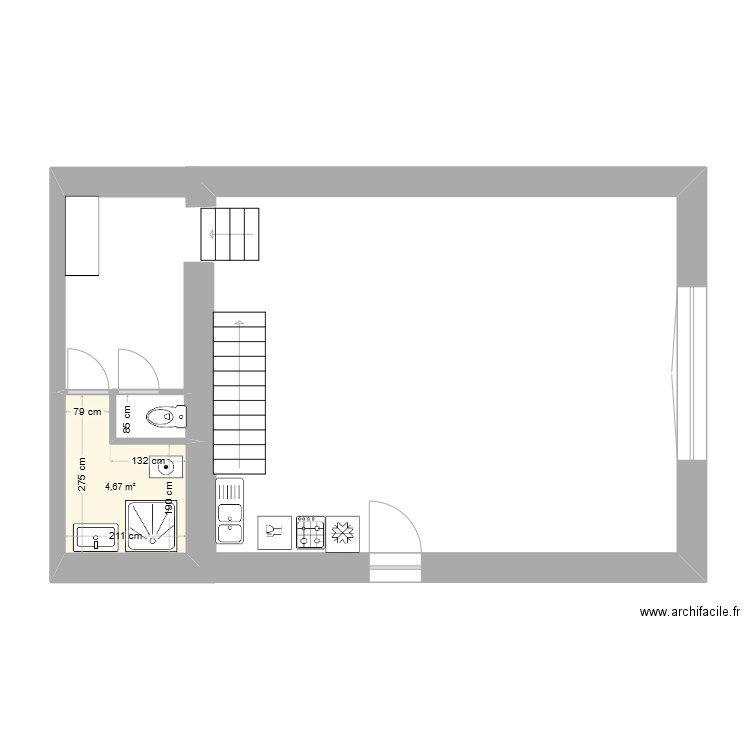 grange 2. Plan de 1 pièce et 5 m2