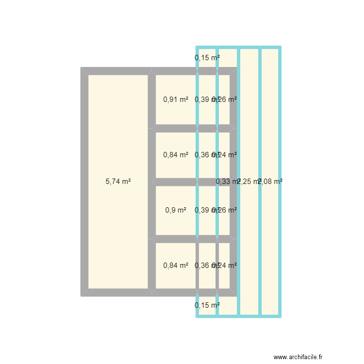 latrine 4 cabines2. Plan de 18 pièces et 17 m2