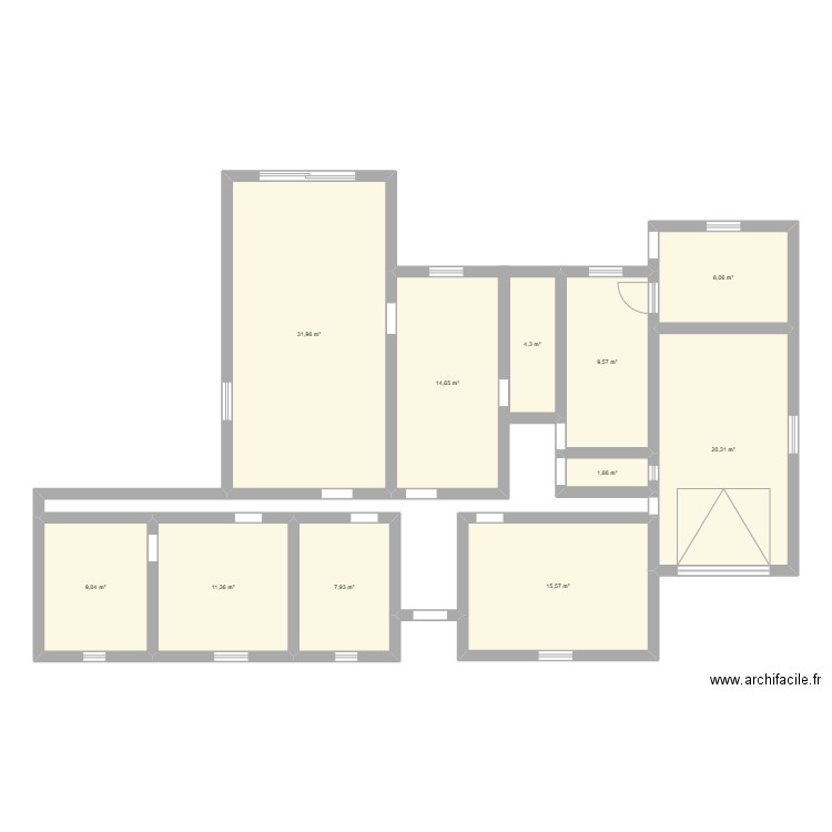 Nouvelle maison plain pied 1. Plan de 11 pièces et 134 m2