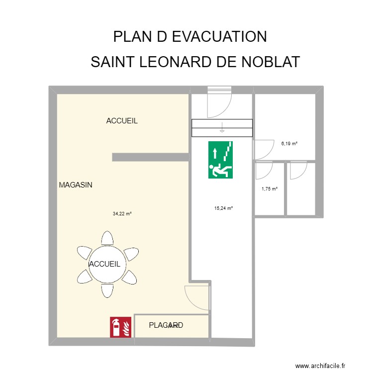 87 SAINT-LEONARD-DE-NOBLAT. Plan de 5 pièces et 59 m2