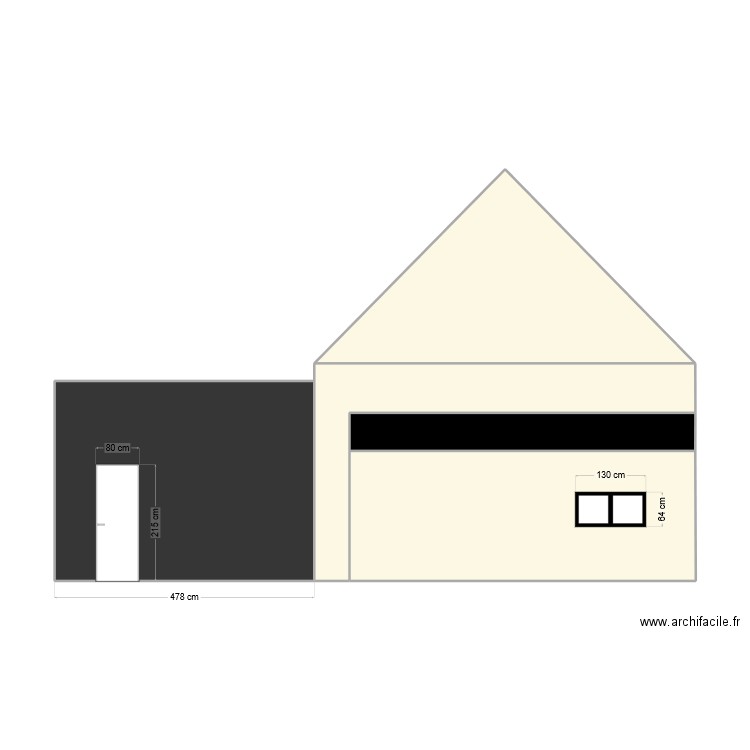 Façade Est. Plan de 5 pièces et 58 m2