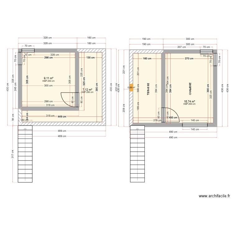 PLAN KENINDE CHAMBRE TERRASSE. Plan de 3 pièces et 33 m2