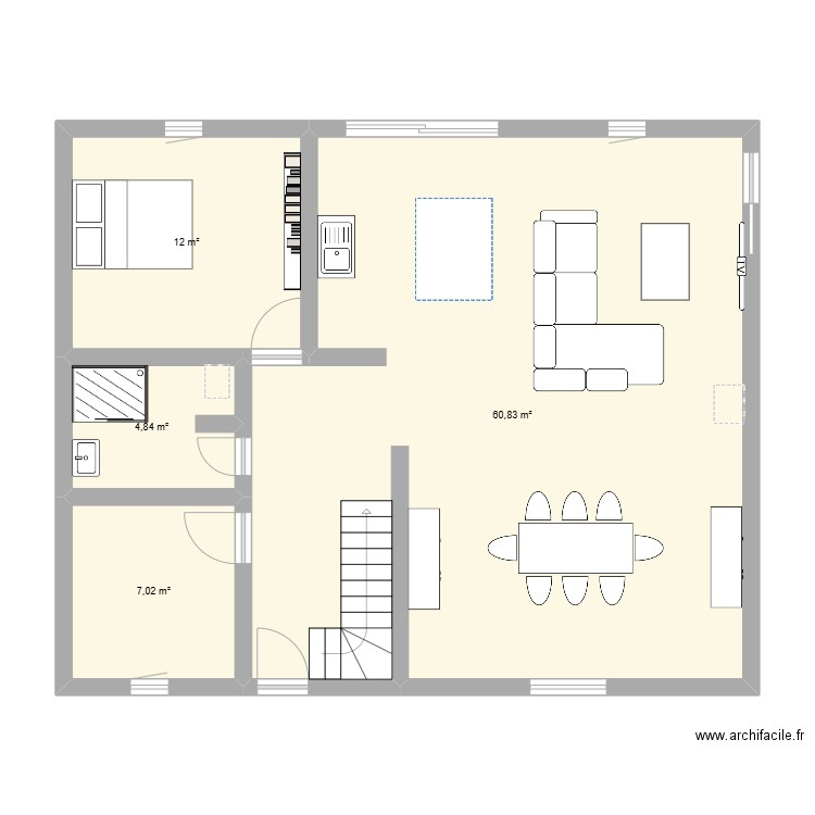 homev1. Plan de 4 pièces et 85 m2